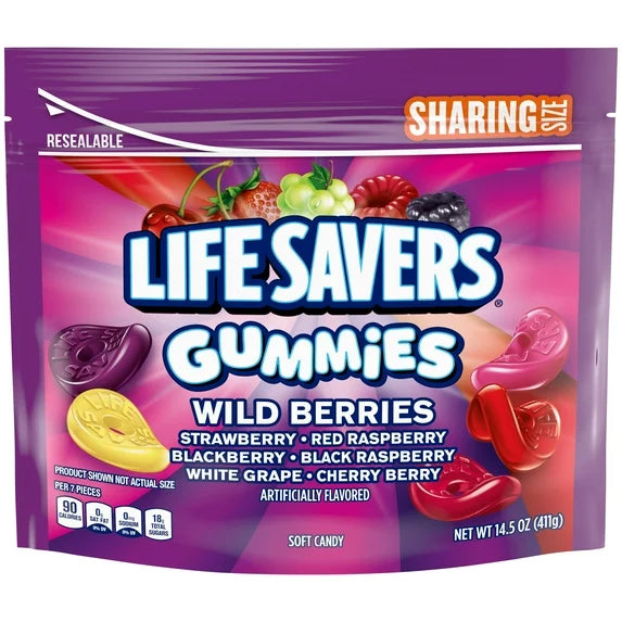 Life Savers Gummies Wild Berry Gummy Candy, Sharing Size - 14.5 oz Resealable Bag