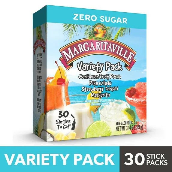 Margaritaville Sugar-Free Non-alcoholic Powdered Drink Mix Singles To Go Variety Pack, 30 Count Packets