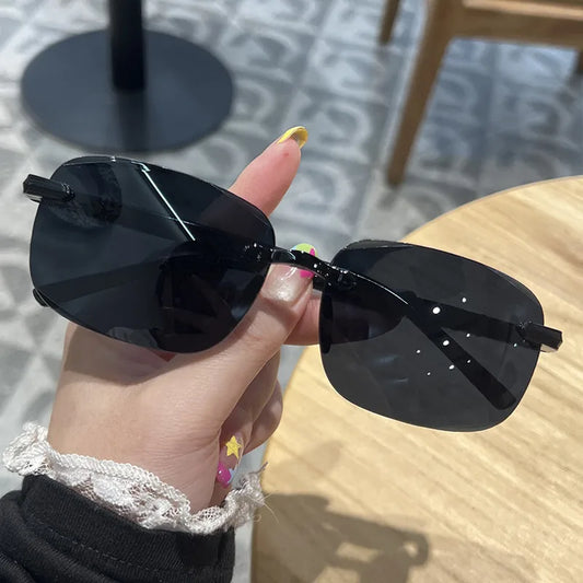 New Premium Style No Frame Edge Cut Sun Glasses Personality Small Fragrance Wind Sunglasses Unisex Travel Fishing Sun Protection