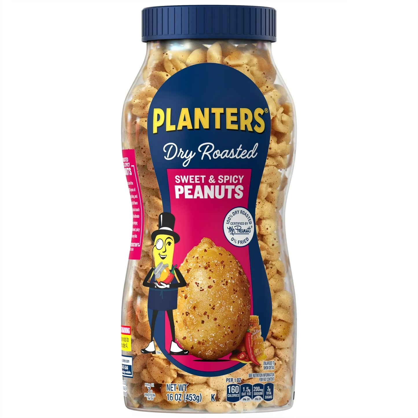 PLANTERS Sweet and Spicy Peanuts, Party Snacks, Plant-Based Protein, 16 oz Jar