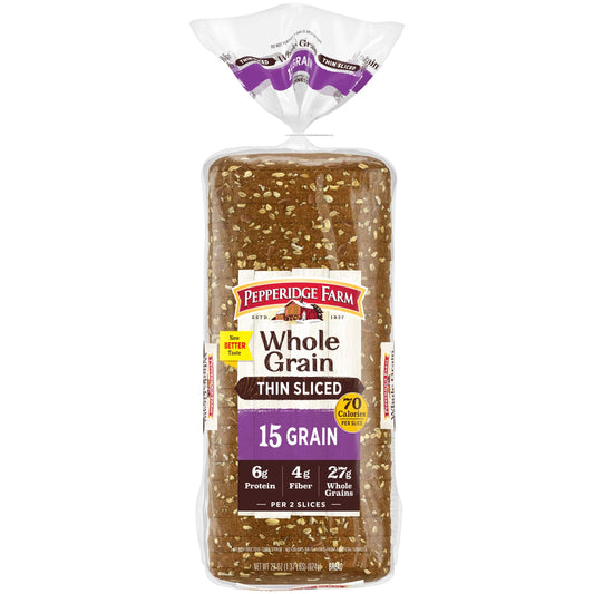 Pepperidge Farm Whole Grain Thin Sliced 15 Grain Bread, 22 oz Loaf