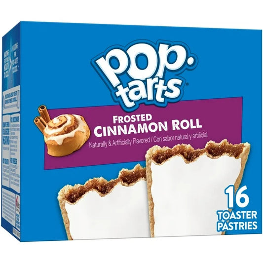 Pop-Tarts Frosted Cinnamon Roll Toaster Pastries, Breakfast Foods, Shelf-Stable, 27 oz (16 Count)