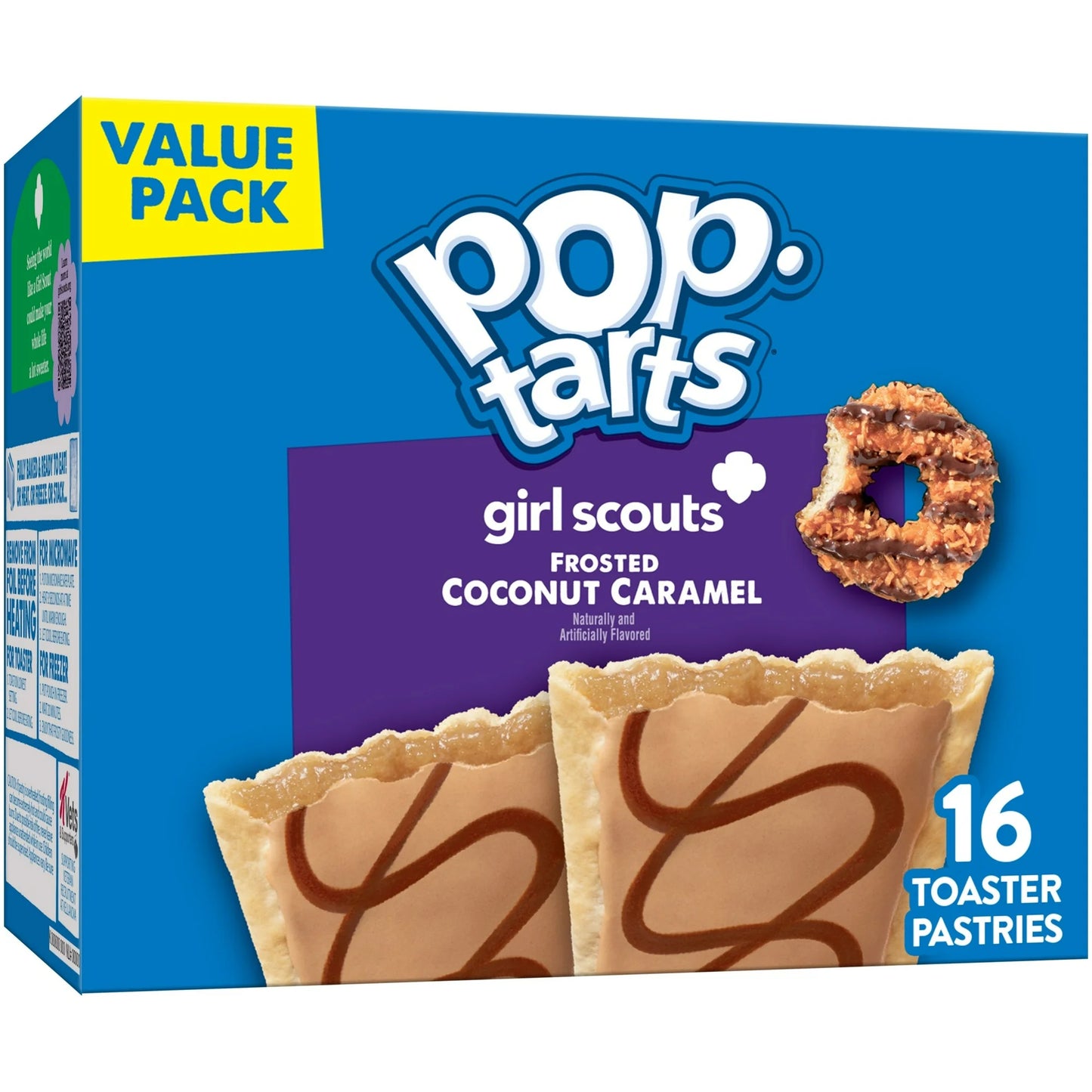 Pop-Tarts  Girl Scouts Frosted Coconut Caramel Toaster Pastries, Breakfast Foods, Shelf-Stable, 27 oz (16 Count)