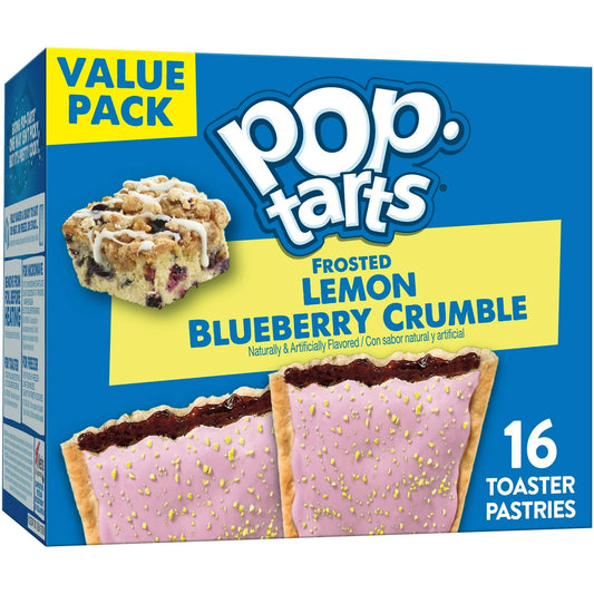 Pop-Tarts Frosted Lemon Blueberry Crumble Toaster Pastries, Breakfast Foods, Shelf-Stable, 27 oz (16 Count)
