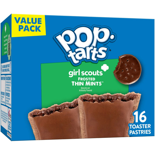 Pop-Tarts Girl Scouts  Frosted Thin Mints Toaster Pastries, Breakfast Foods, Shelf-Stable, 27 oz (16 Count)