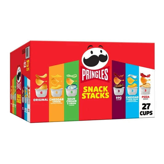 Pringles Snack Stacks Variety Pack Potato Crisps Chips, Lunch Snacks, 27 Count, 19.5-ounce box