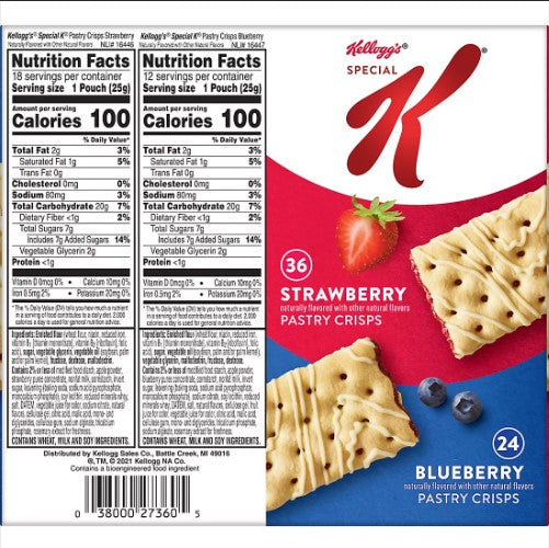 Special K Pastry Crisps Breakfast Bars Variety Pack, 26.4 oz, 60 pk.