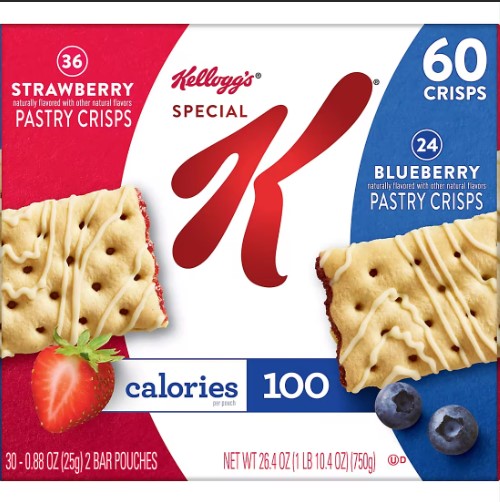 Special K Pastry Crisps Breakfast Bars Variety Pack, 26.4 oz, 60 pk.