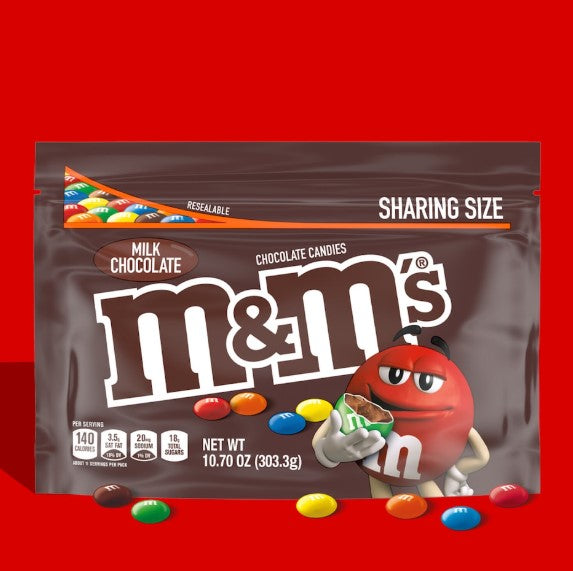 M&M'S Milk Chocolate Candy Sharing-Size Resealable Bags, 10 oz.