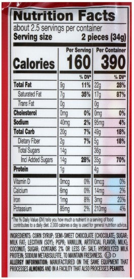 Mounds Dark Chocolate and Coconut Snack Size Candy Bars, 3 oz, 5-ct. Packs