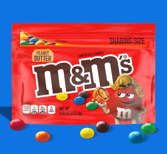 M&M'S Peanut Butter Milk Chocolate Candy Sharing- Size Resealable Bag, 9 oz..