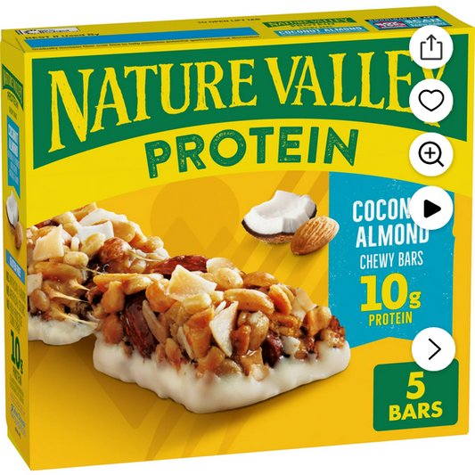 Nature Valley Chewy Granola Bar, Protein, Coconut Almond, 5 Bars, 7.1 OZ
