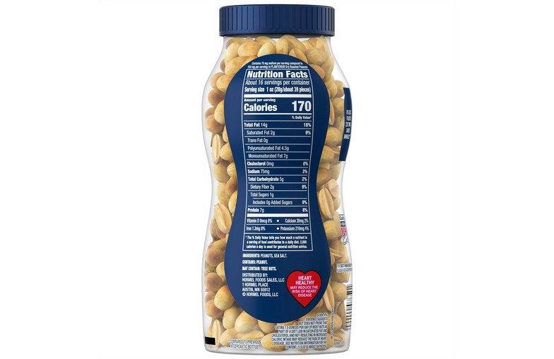 PLANTERS Lightly Salted Dry Roasted Peanuts, Party Snacks, Plant Based Protein 16oz Jar