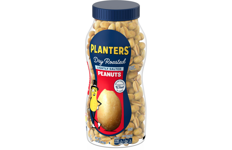 PLANTERS Lightly Salted Dry Roasted Peanuts, Party Snacks, Plant Based Protein 16oz Jar