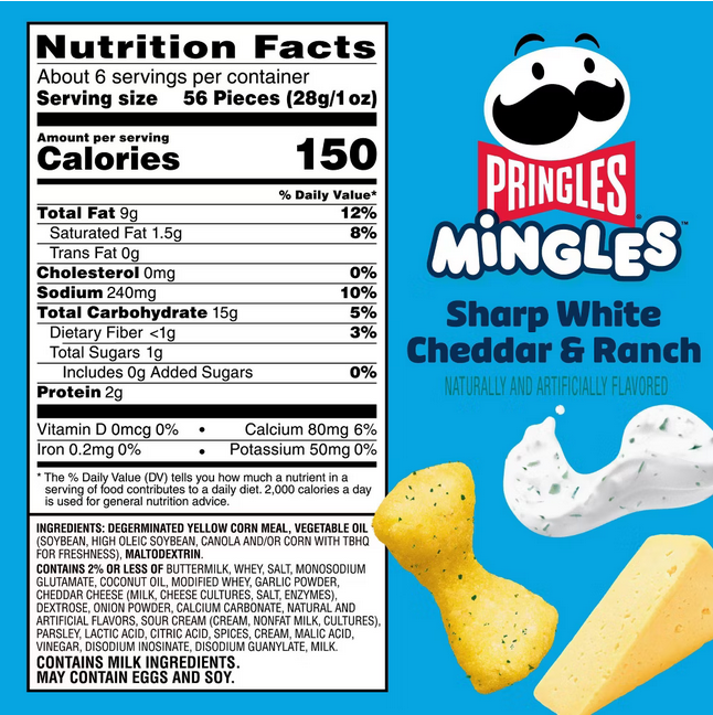 Pringles Mingles Sharp White Cheddar & Ranch - 5.5oz