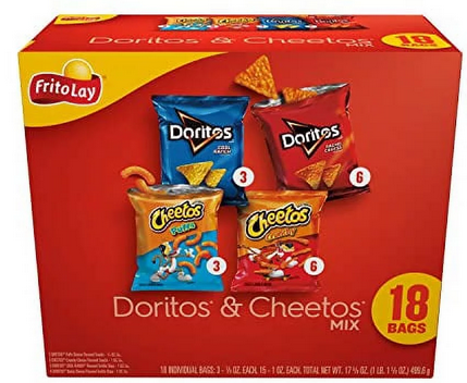 Frito-Lay Doritos & Cheetos Mix Variety Pack Snack Chips,17.5 oz, 18 Count Multipack