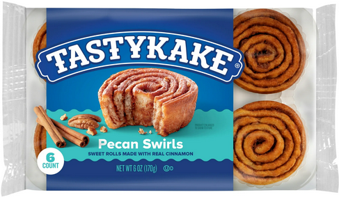 Tastykake Pecan Swirls, Cinnamon and Pecan Filled Value Snacks, 6 oz, 6 Count