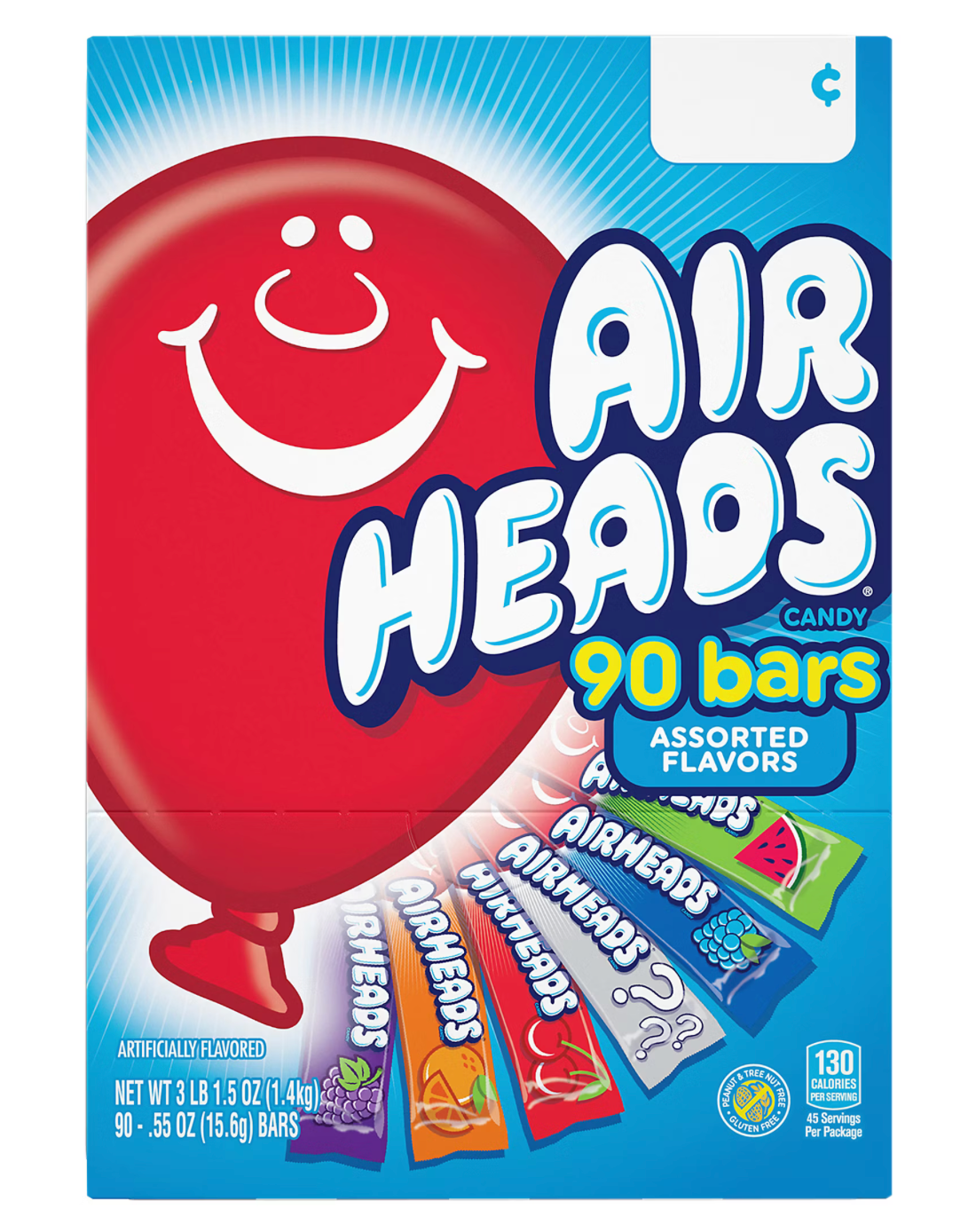 Airheads Chewy Fruit Candy, Variety Pack, 90 ct. (3.2 Lbs)