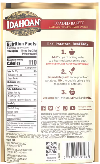 Idahoan Gluten Free Loaded Baked Flavored Mashed Potatoes - 4oz