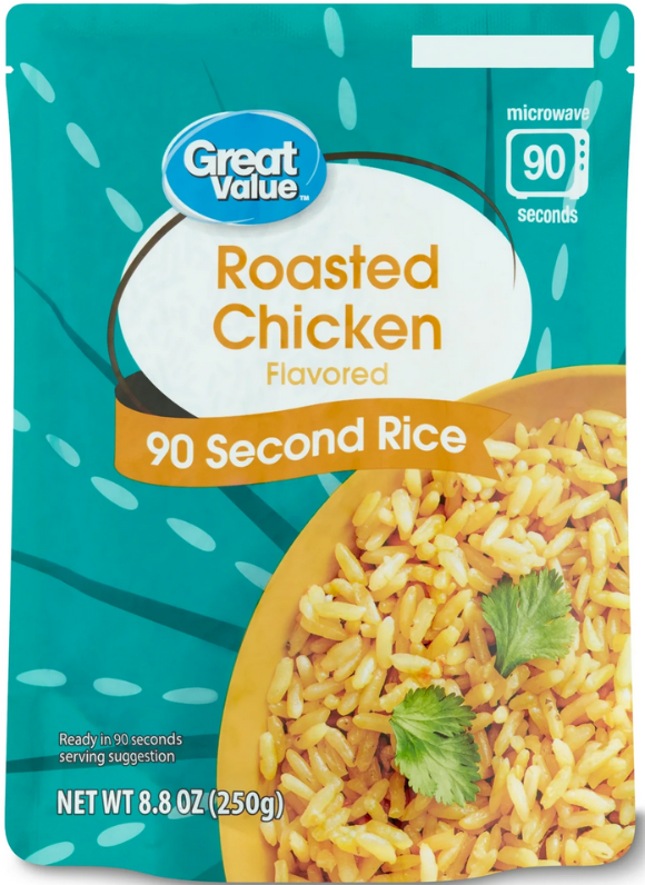 Great Value Roasted Chicken Flavored Rice 90 Second Pouch, 8.8 oz