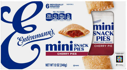 Entenmann's Cherry Snack Pies, 6 packs, Mini Pies, 12 oz Box