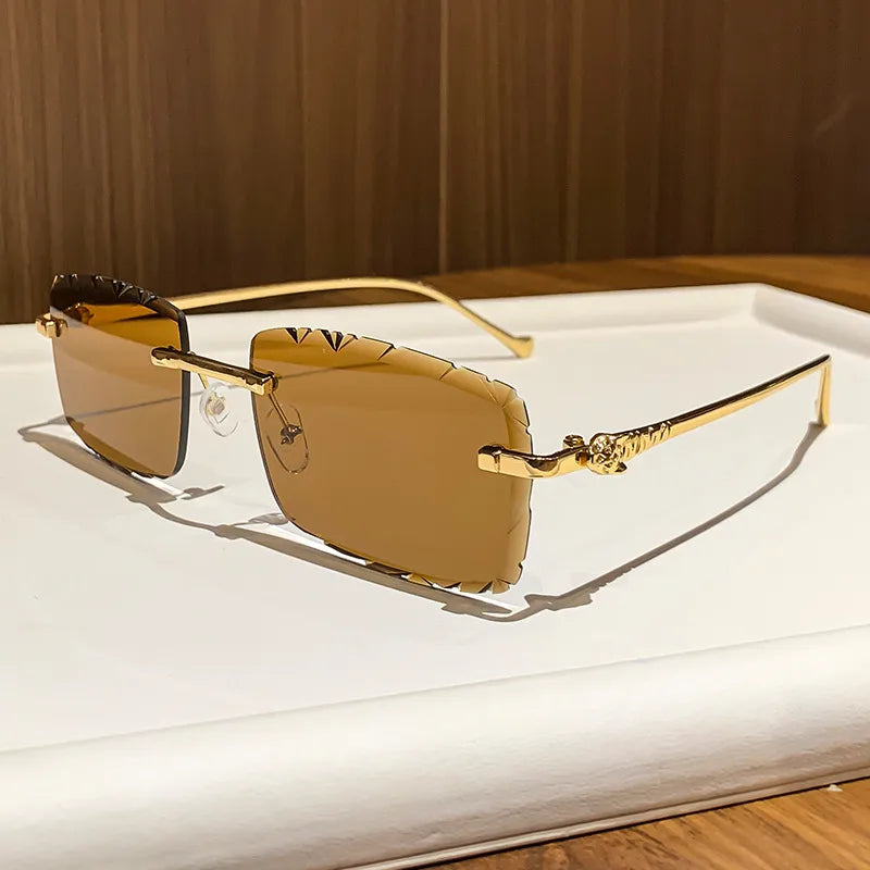 Simple Frameless Sun Protection Glasses Casual Trendy Sunglasses For Men And Women