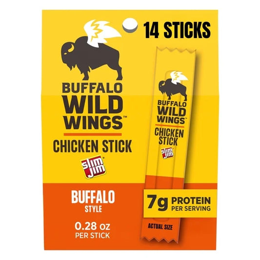 Slim Jim Chicken Sticks, Buffalo Wild Wings Buffalo Style, 7g Protein per Serving, 0.28 oz. (14 Count)