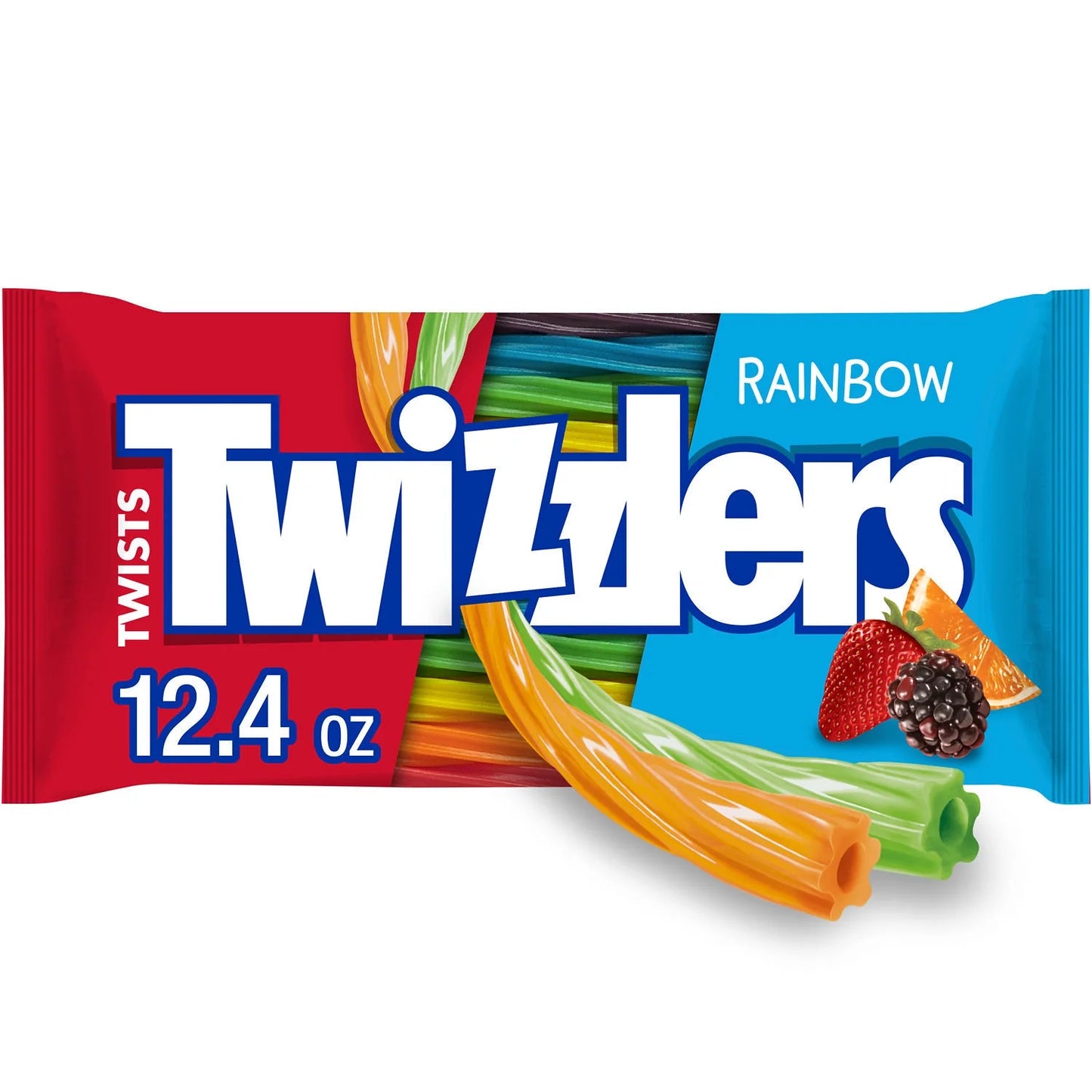 Twizzlers Twists Rainbow Flavored Licorice Style Low Fat Candy, Bag 12.4 oz