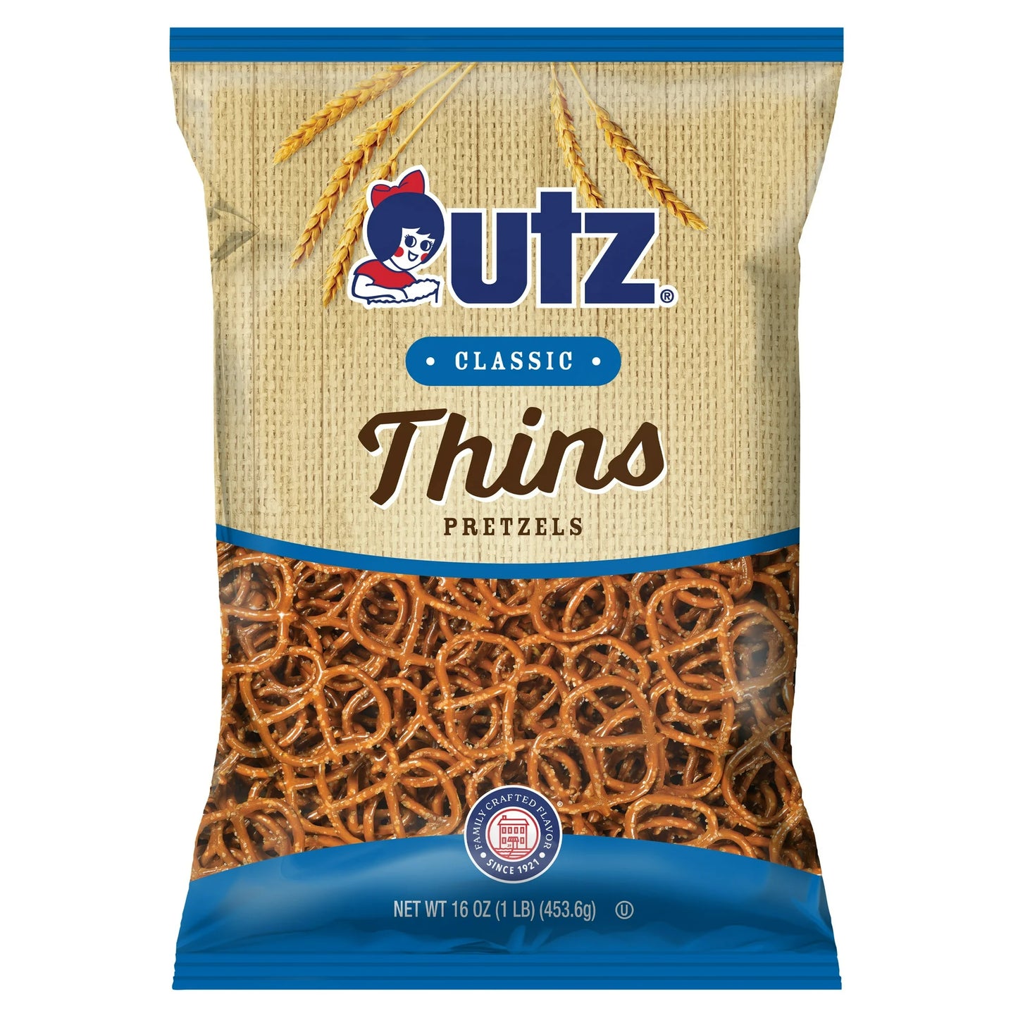 Utz Classic Thins Pretzels, 16 oz Bag