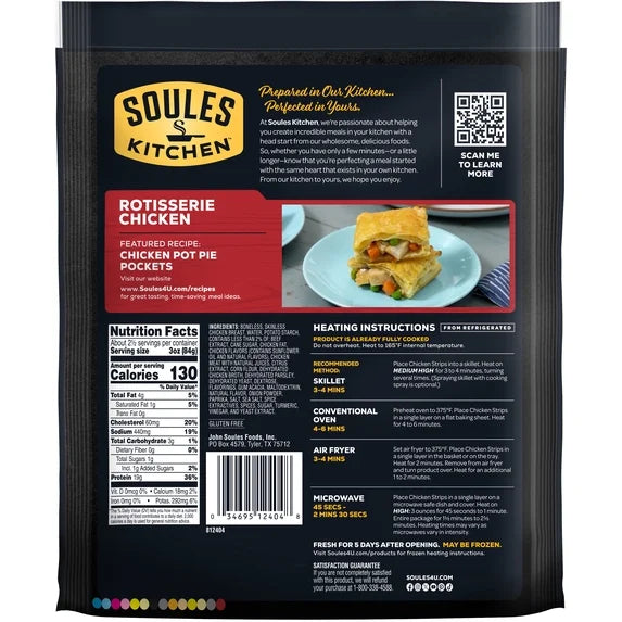 Soules Kitchen Rotisserie Chicken, 8 oz, Refrigerated, 18g Protein per 3oz Serving