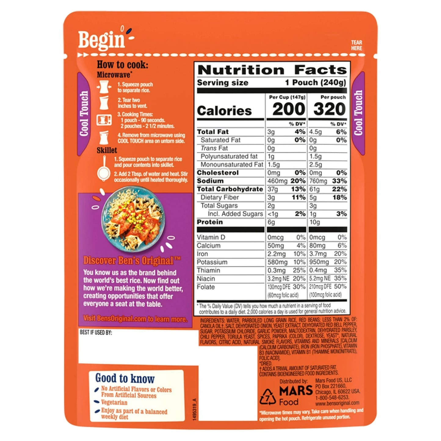 Ben's Original Ready Rice Red Beans and Rice, Easy Flavored Rice Dinner Side, 8.5 Ounce Pouch