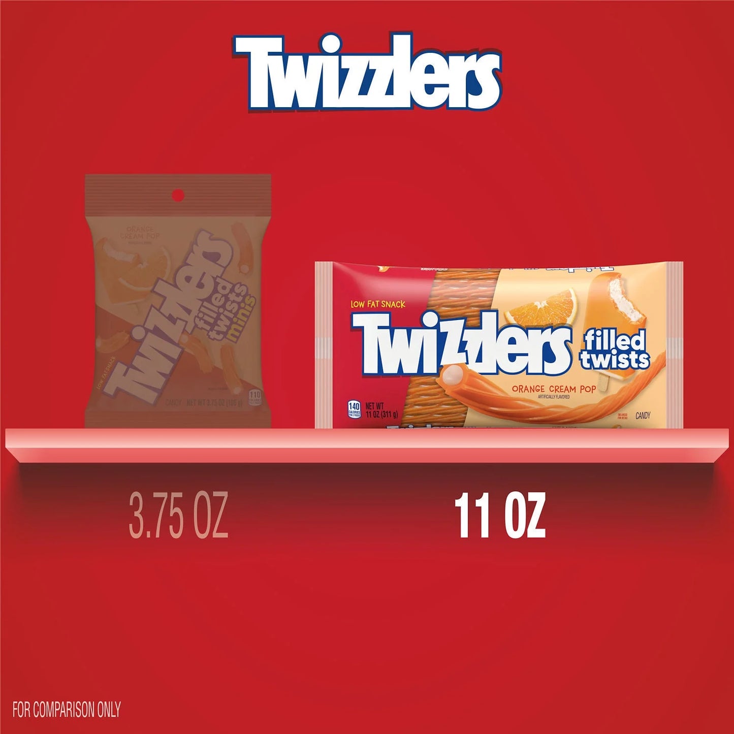 Twizzlers Filled Twists Orange Cream Pop Flavored Licorice Style Candy, Bag 11 oz
