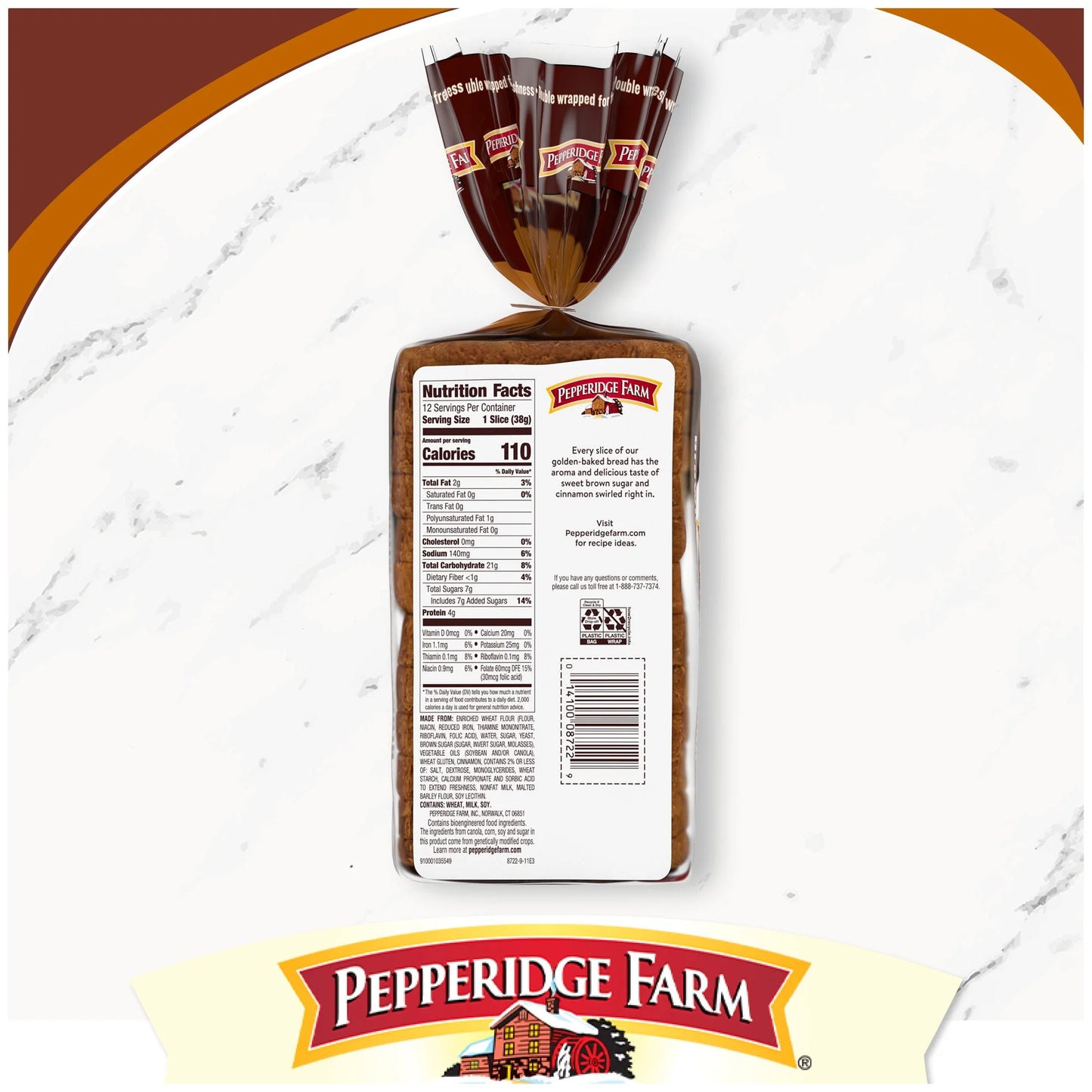 Pepperidge Farm Brown Sugar Cinnamon Swirl Breakfast Bread, 16 oz Loaf
