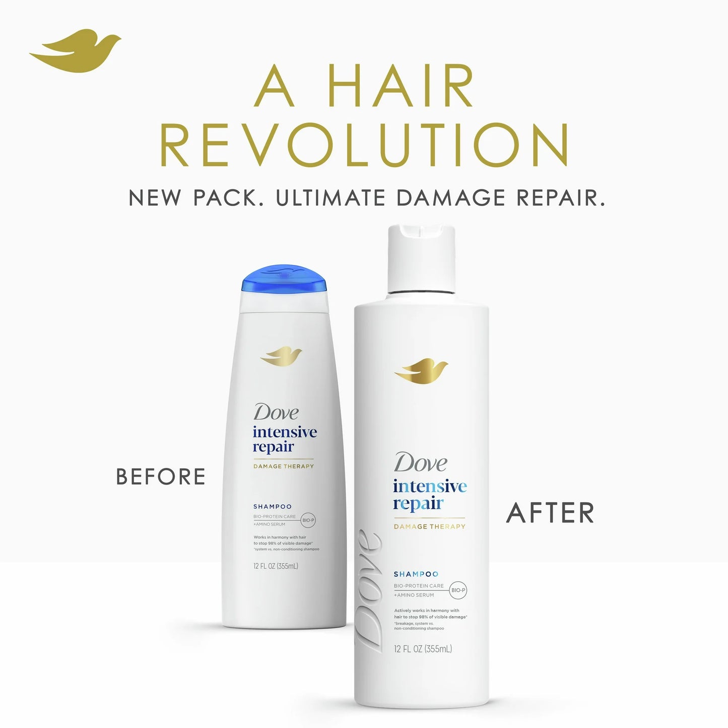 Dove Shampoo Intensive Repair with Bio-Protein Care Technology & Amino Serum, 12 oz;