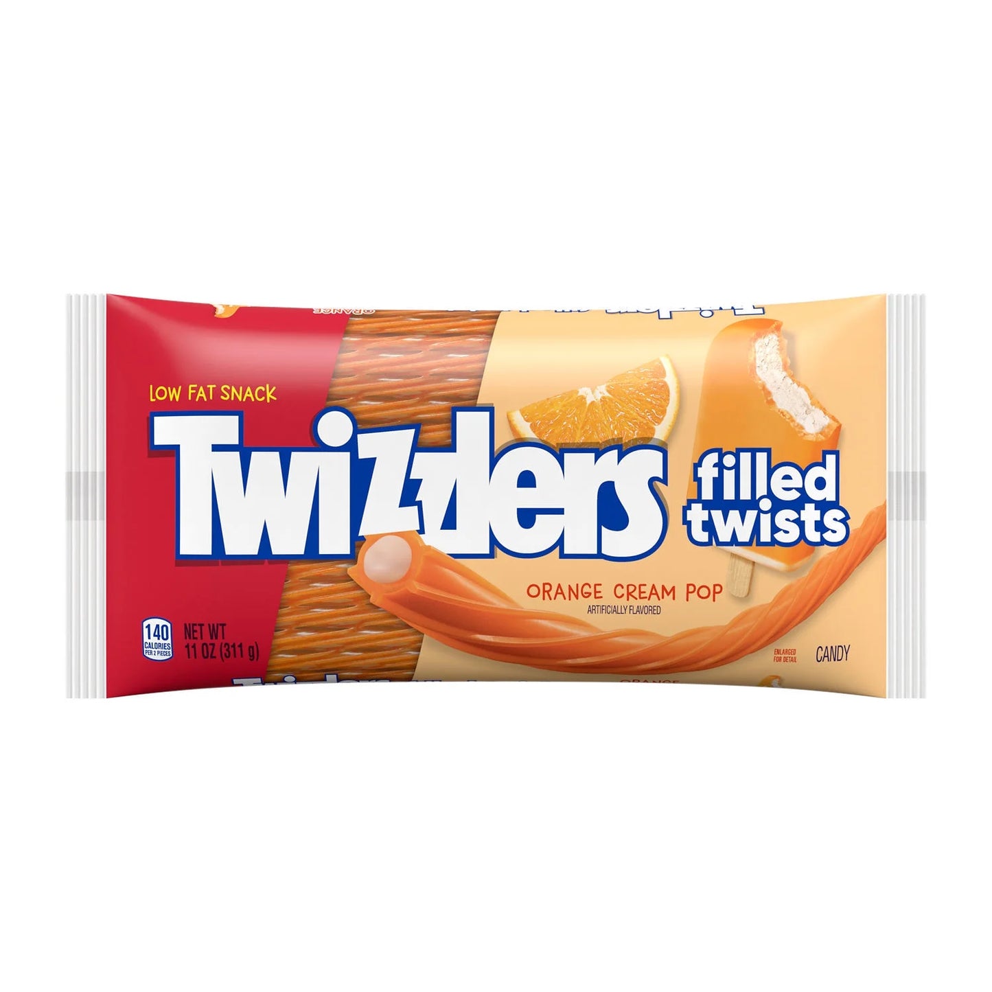 Twizzlers Filled Twists Orange Cream Pop Flavored Licorice Style Candy, Bag 11 oz