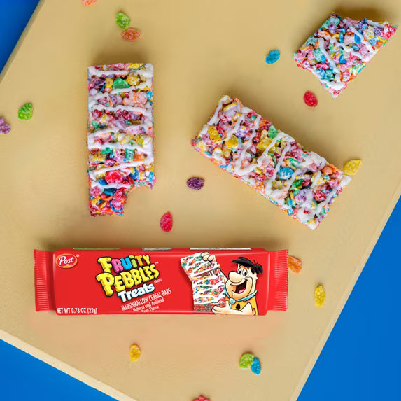 Post Fruity PEBBLES Treats, Crunchy Ready-to-Eat, Shelf-Stable 8 Count Box