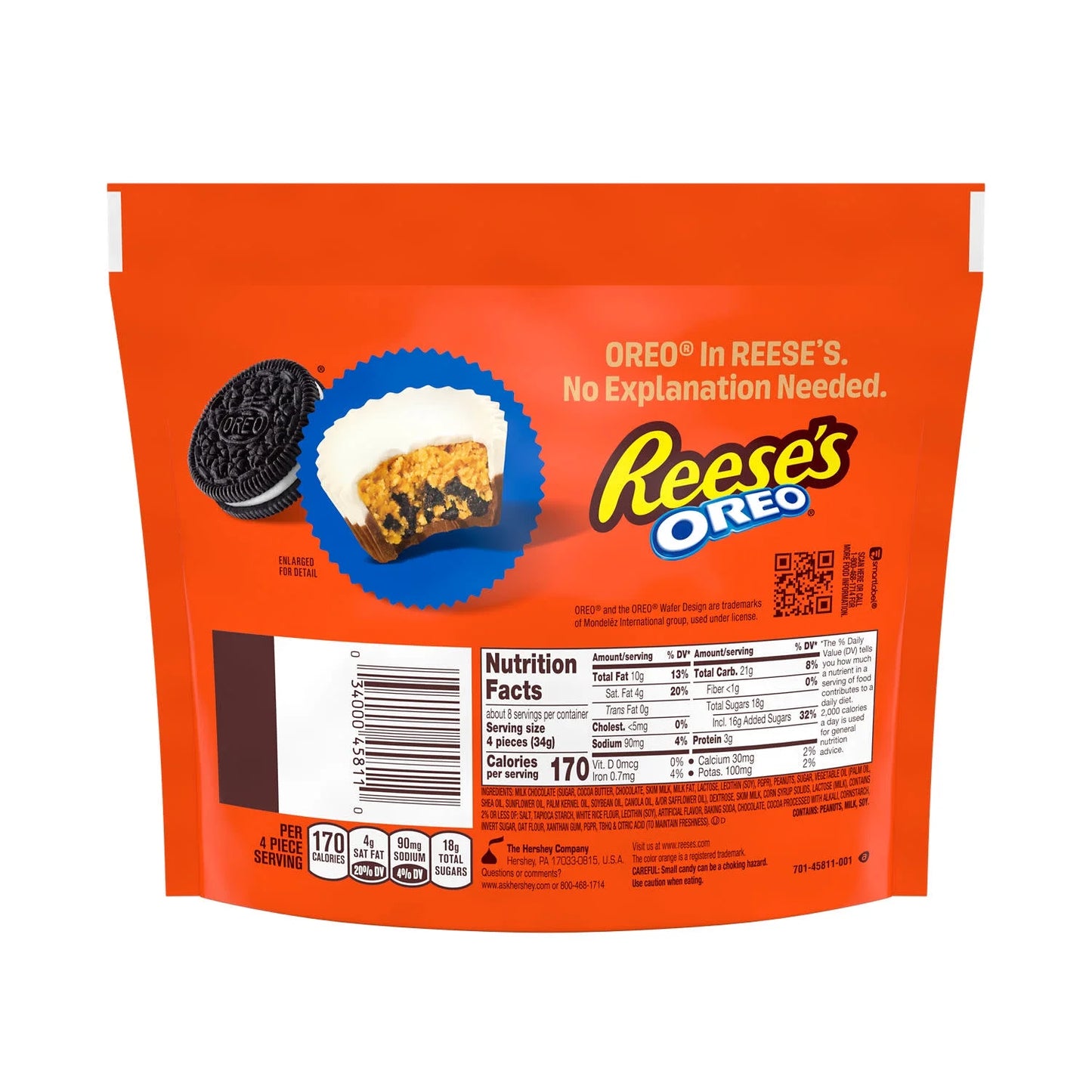 Reese's OREO Miniatures Milk Chocolate and White Creme Peanut Butter Cups Candy, Share Pack 9 oz
