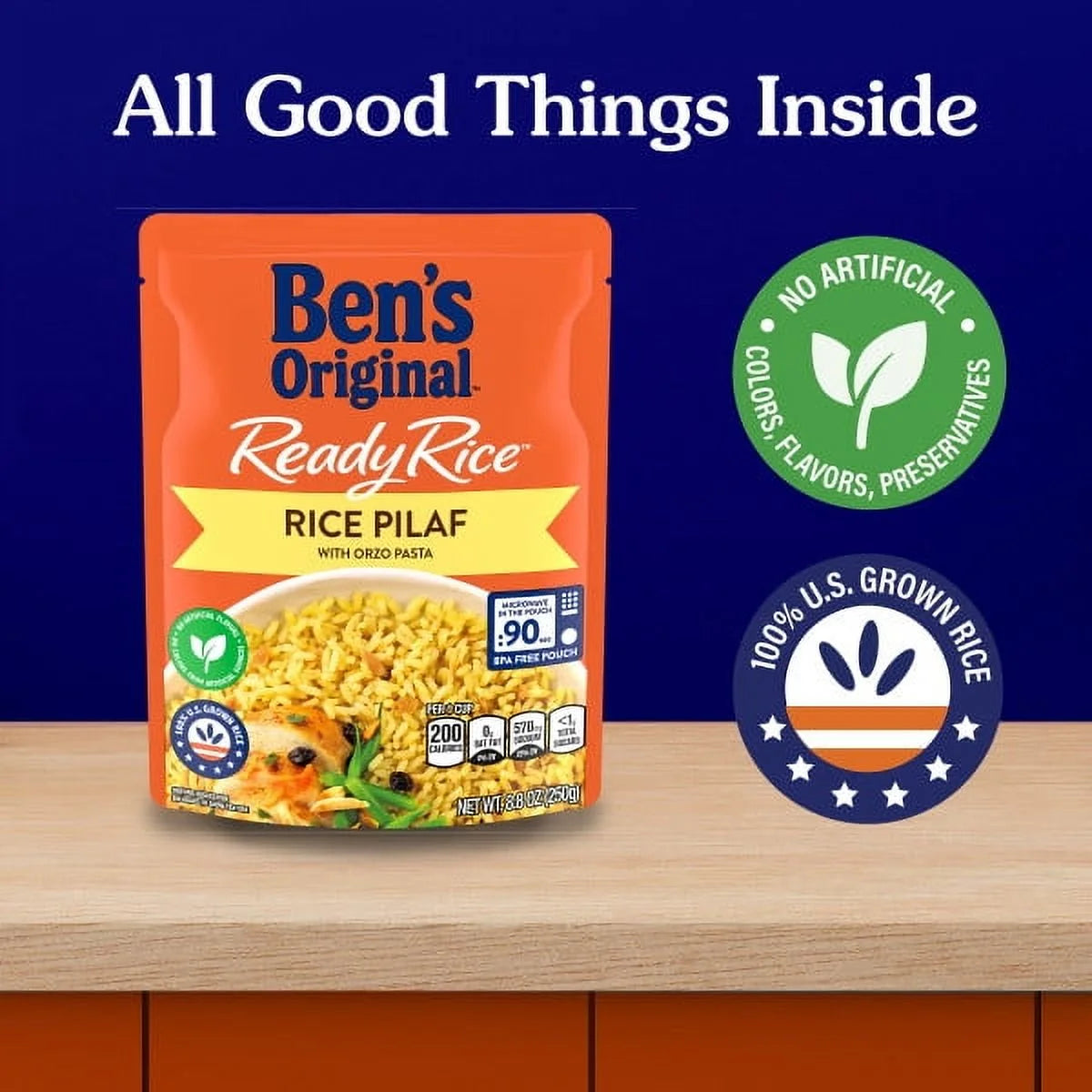 Ben's Original Ready Flavored Rice Pilaf, Easy Dinner Side, 8.8 Ounce Pouch