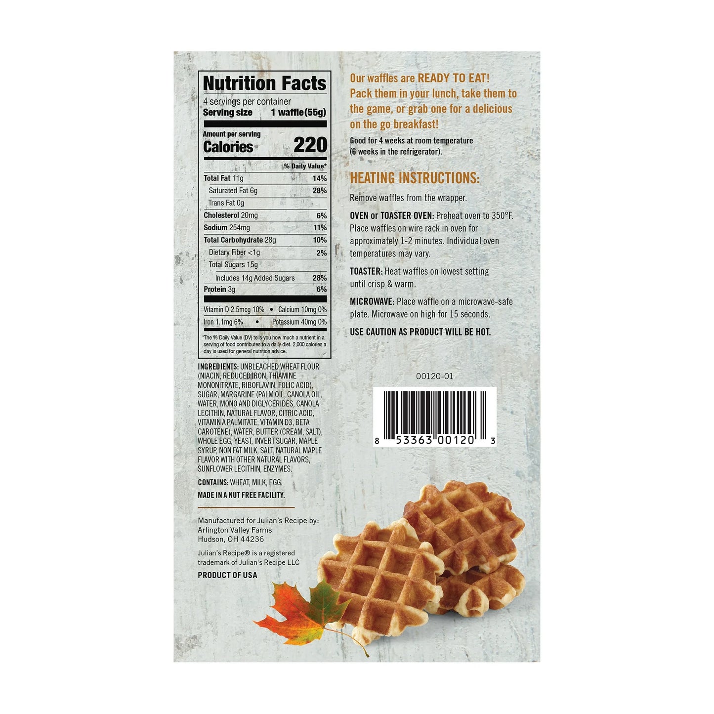 Maple Belgian Waffle 7.76oz, 4count.