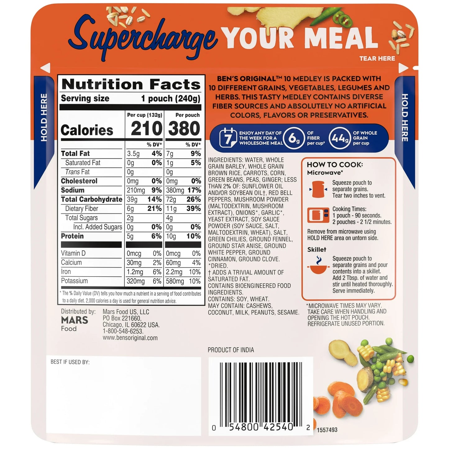 Ben's Original 10 Medley Chinese Style Five Spice, Hearty Medley of Grains, Vegetables, Legumes and Herbs, Side Dish, 8.5 oz Pouch