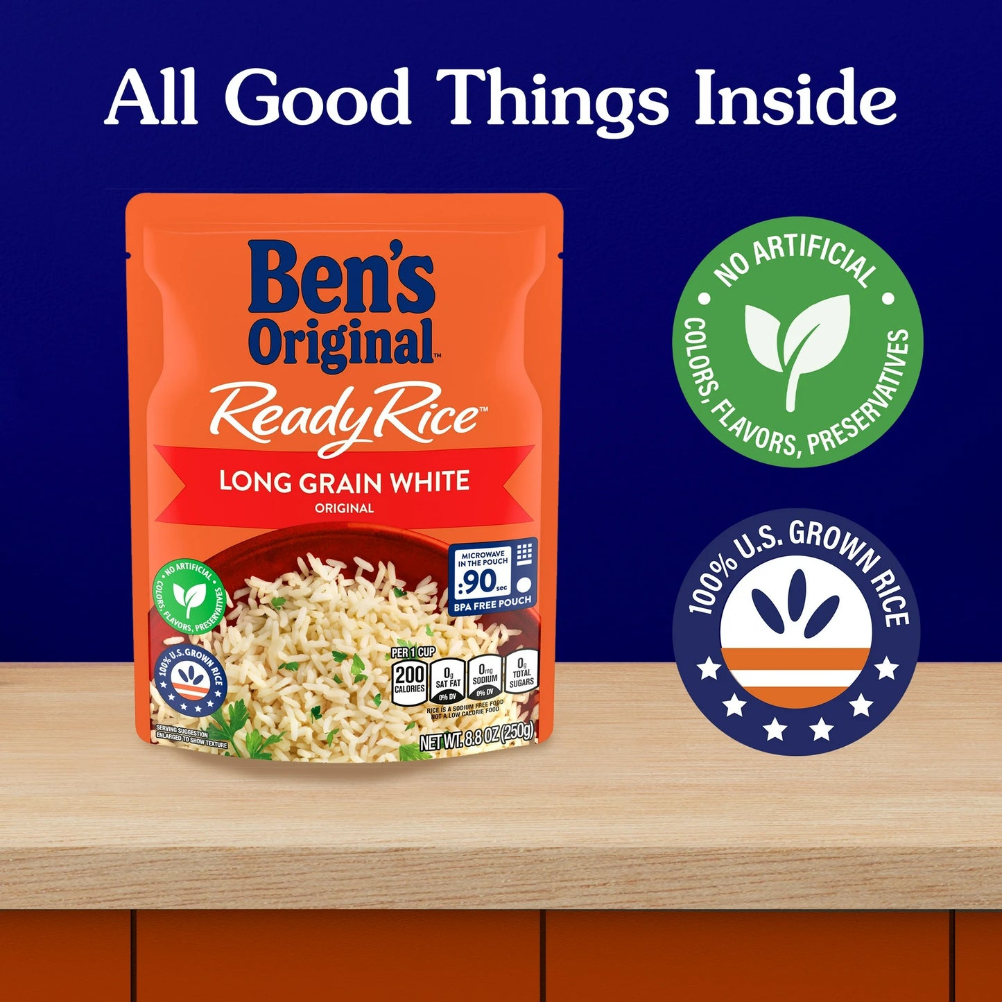BEN'S ORIGINAL Ready Rice Original Long Grain White Rice, Easy Dinner Side, 8.8 Ounce Pouch