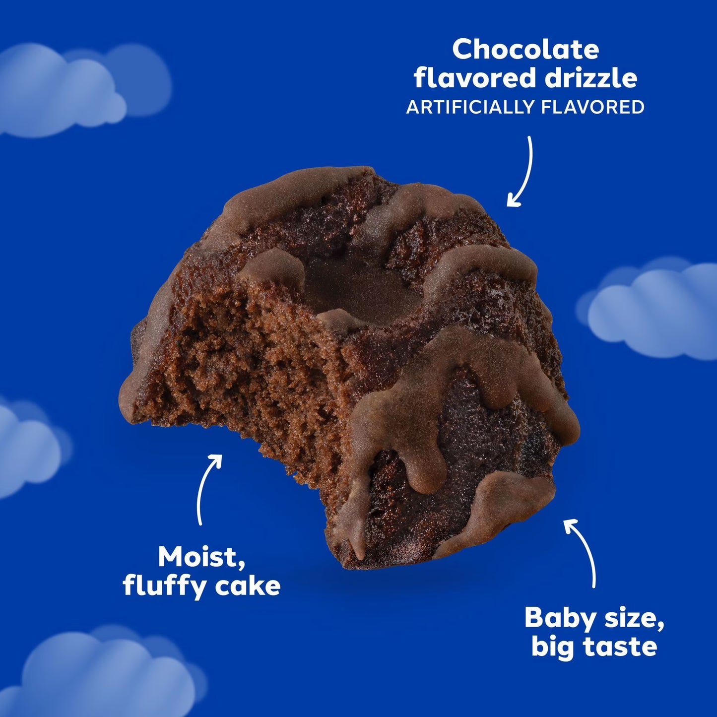 Hostess Baby Bundts, Chocolate Drizzle Artificially Flavored Mini Cakes, 10 oz Box (8 Pouches)