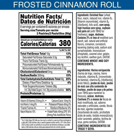 Pop-Tarts Frosted Cinnamon Roll Toaster Pastries, Breakfast Foods, Shelf-Stable, 27 oz (16 Count)
