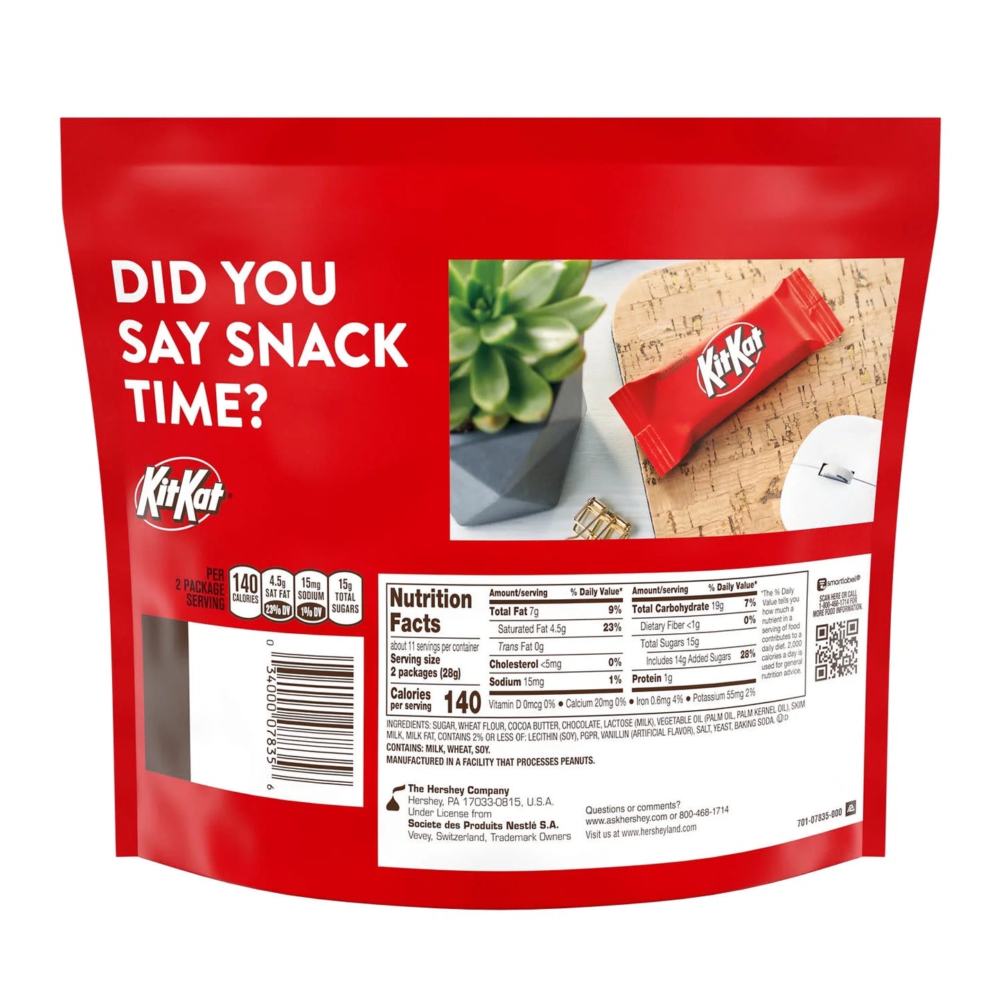 Kit Kat Milk Chocolate Wafer Snack Size Candy, Bag 10.78 oz