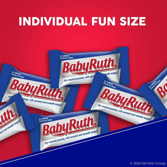 Baby Ruth, Chocolatey, Peanut, Caramel, Nougat, Fun Size Candy Bars, 10.2 oz