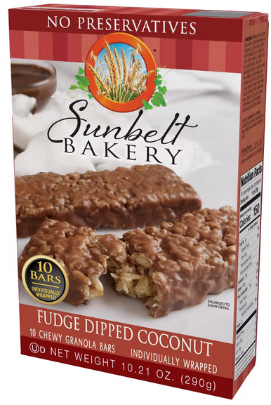 Sunbelt Fudge Dipped Coconut Granola Bar s - 10.21oz,  10ct