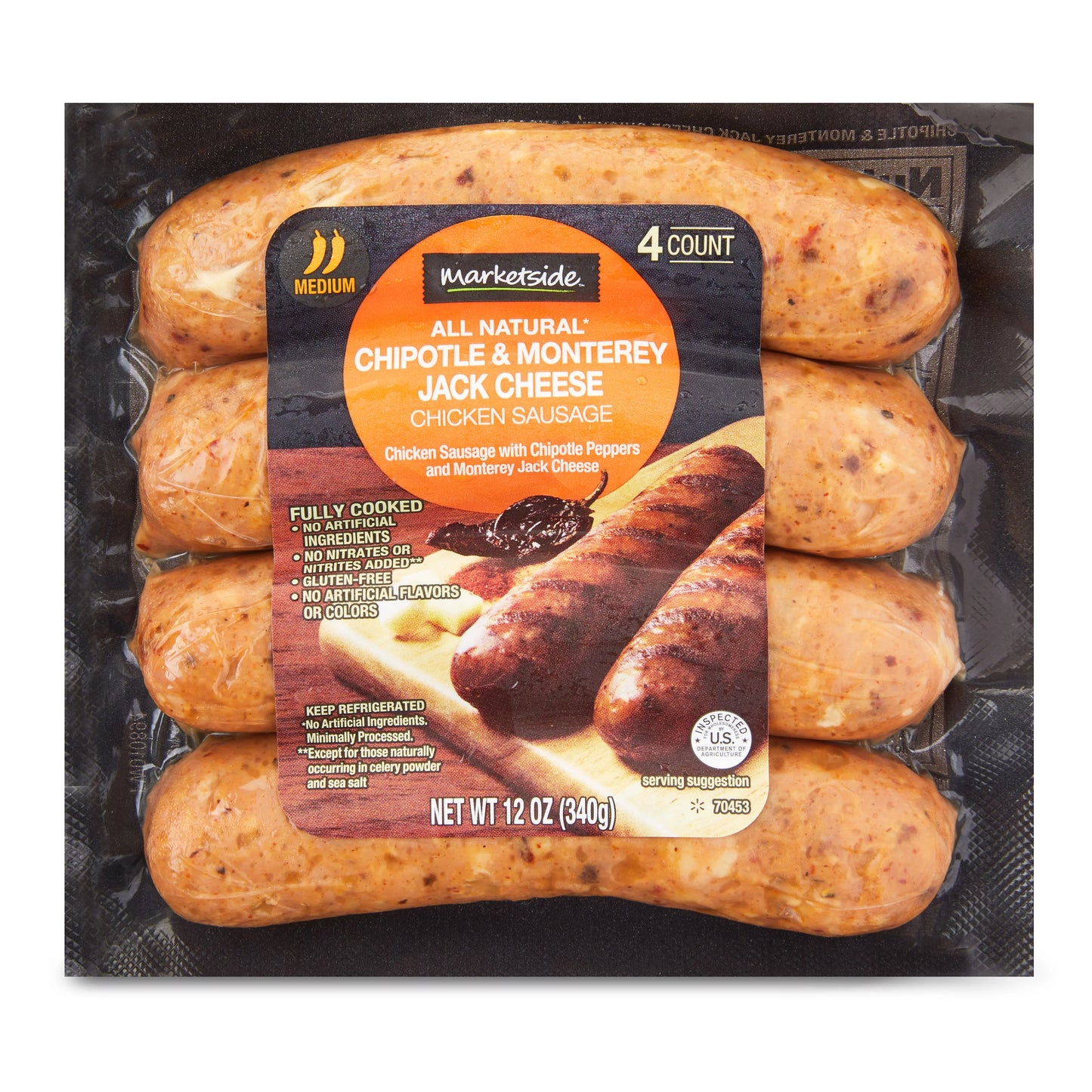 Marketside Chipotle & Monterey Jack Cheese Chicken Sausage, 12 oz. 4count