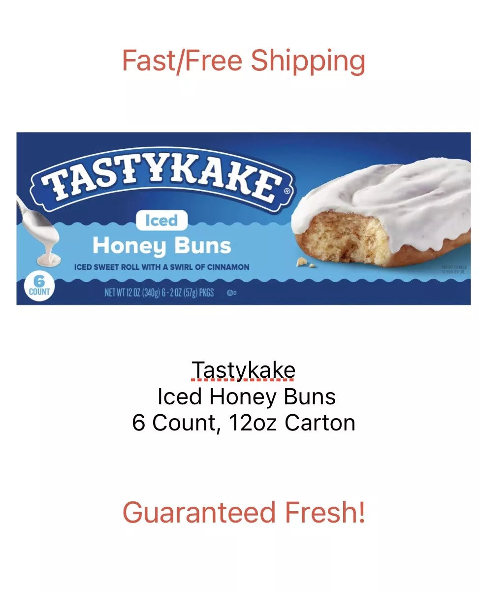 Tastykake Iced Honey Buns with Swirl of Cinnamon, 12 oz (6 count)