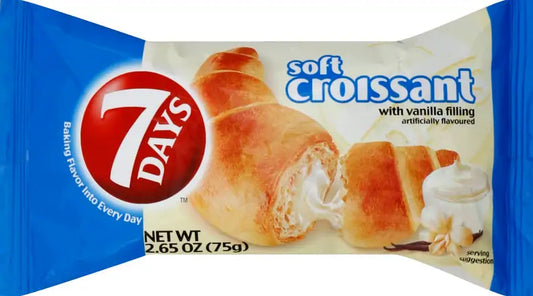 7Days Vanilla Soft Croissant, with vanilla cream filling, On The Go Breakfast 2.65 oz